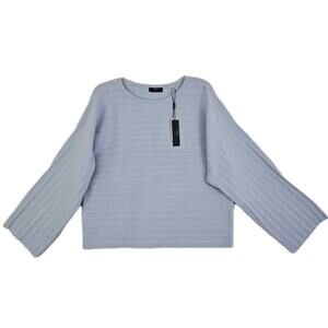 Tahari ~Woman Size S/P~ Baby Blue Long Sleeve Boxe Sweater Viscose Blend NWT